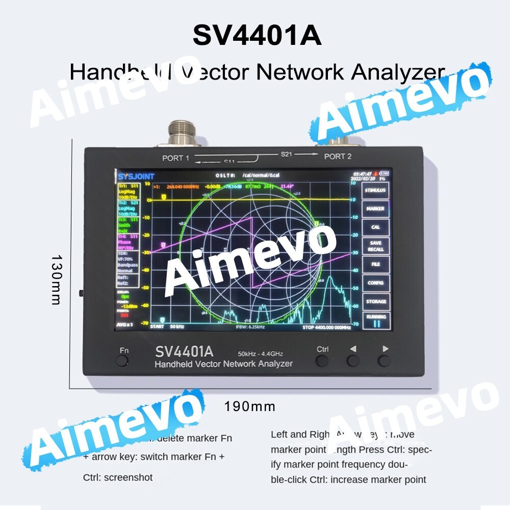 SV4401A 50KHz-4.4GHz VNA Vector Network Analyzer 100DB Dynamic 7 Inch Touch LCD*