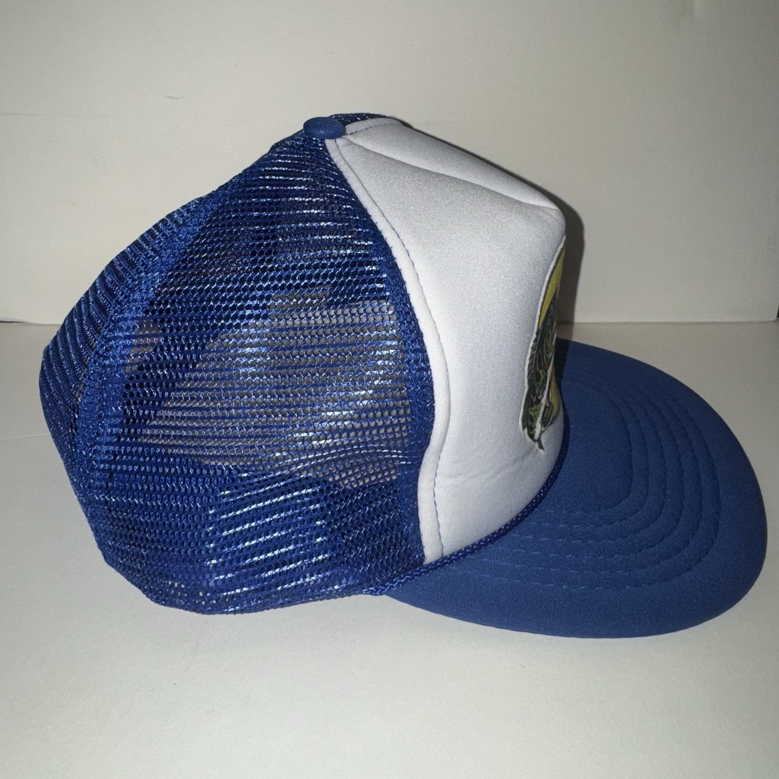Bass Pro Shops Blue White Mesh Trucker Hat Adjustable Mesh Back Logo