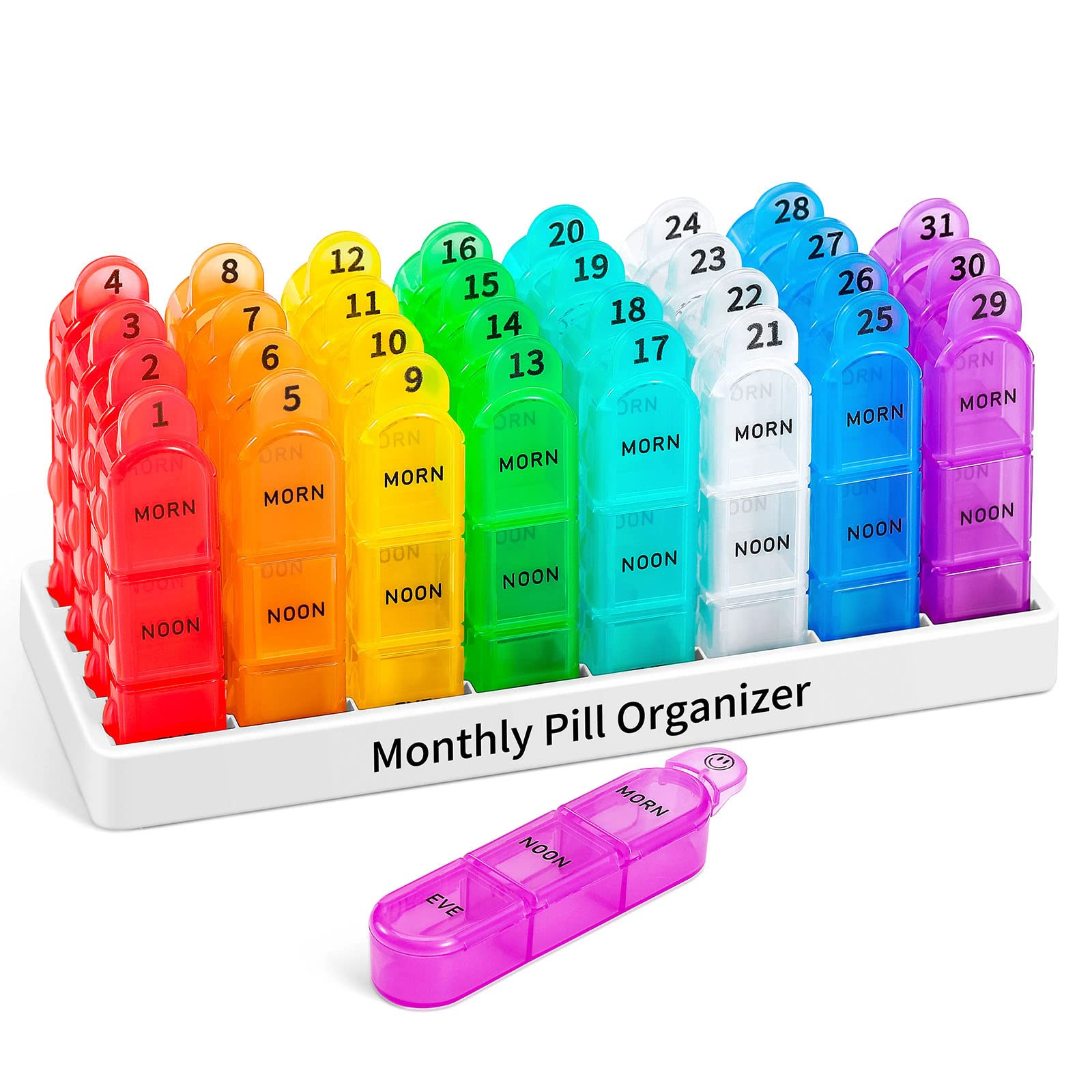Monthly Pill Organizer 3 Times a Day, 30 Day Pill Organizer with Small Pill B...