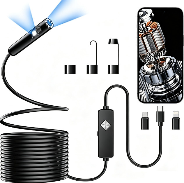 Endoscope Borescope 8mm Inspection Snake Camera For iPhone Android iOS New USA