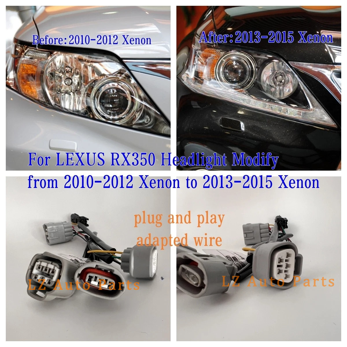 Lexus RX350 2010-2012 to 2013-2015 Xenon Headlight Adapter Wiring Harness