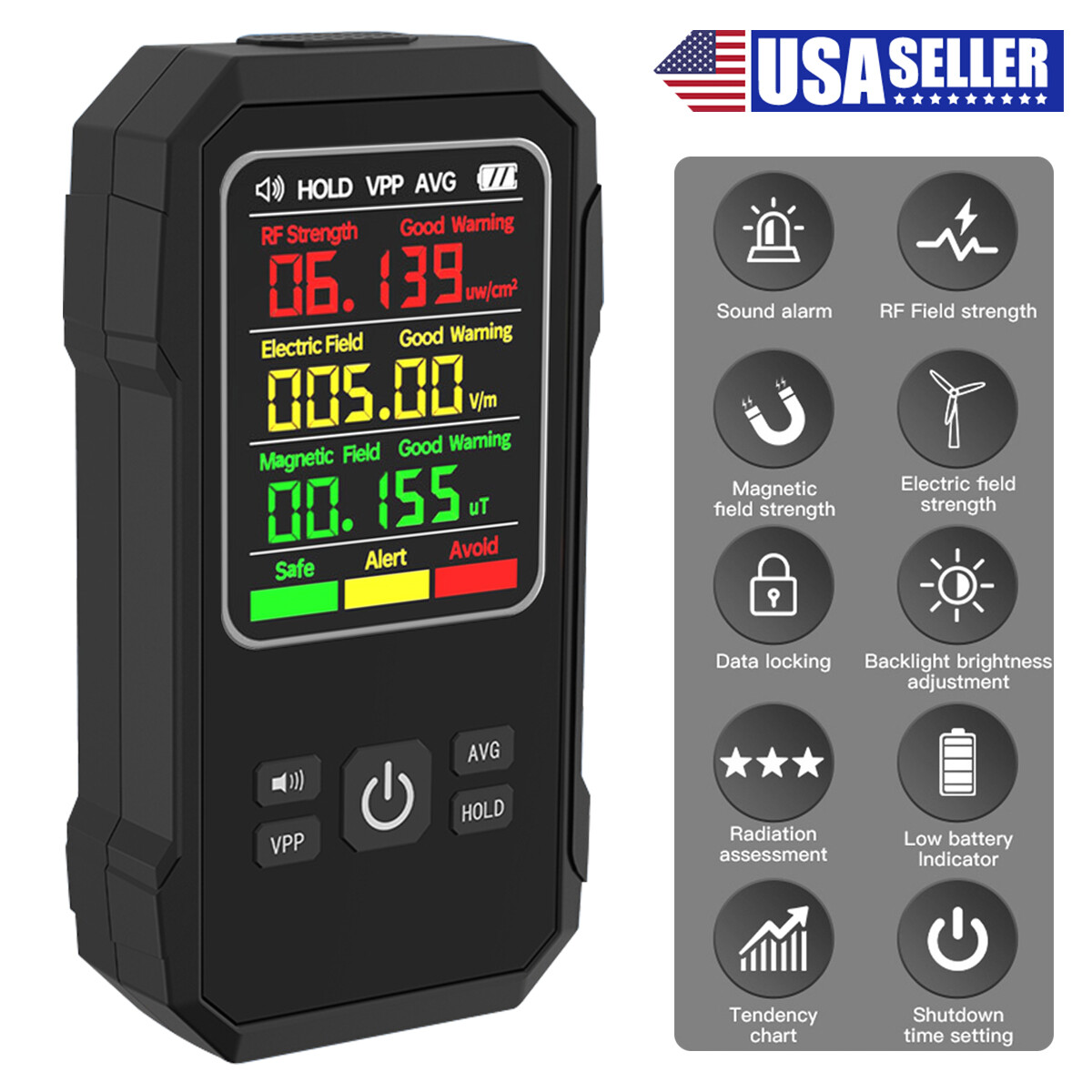 EMF Detector Electromagnetic Field Tester Digital Sensor Reader Meter Radiation
