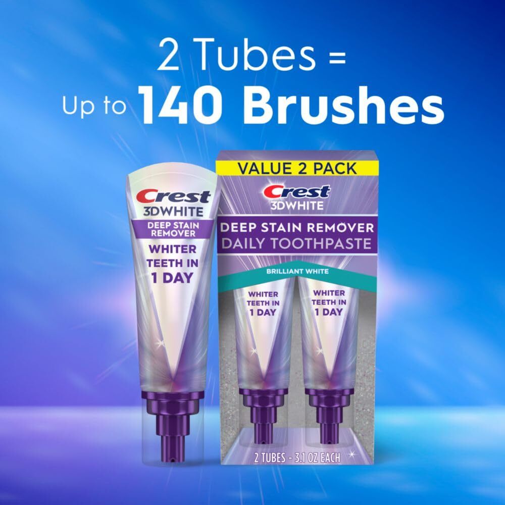 3Dwhite Brilliance Deep Stain Remover Brilliant White Toothpaste - 3.1Oz/2Pk