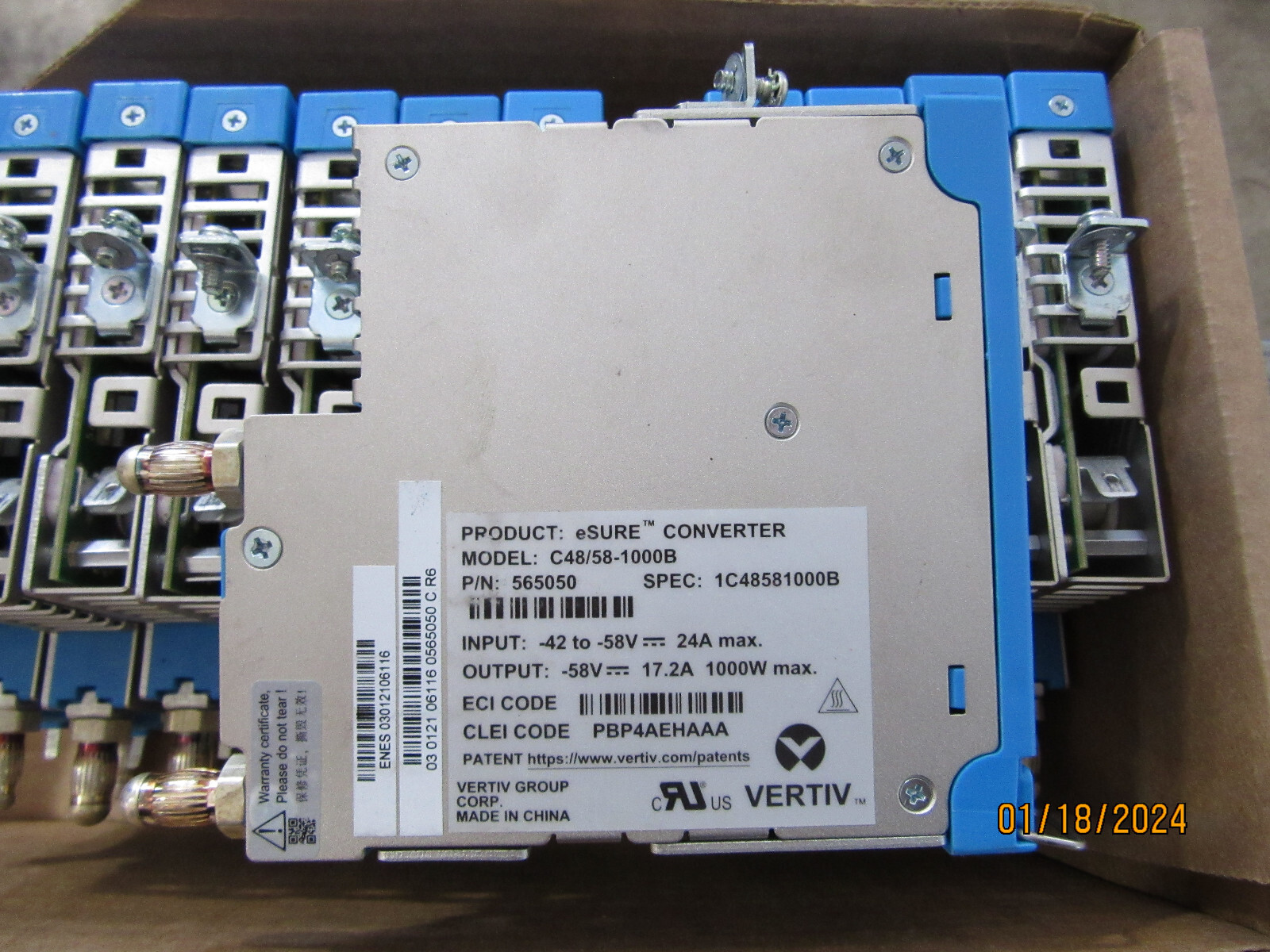 Vertiv C48/58-1000B eSure Converter Input: 42-58V 24A, Output: 58V 17.2A 1000W