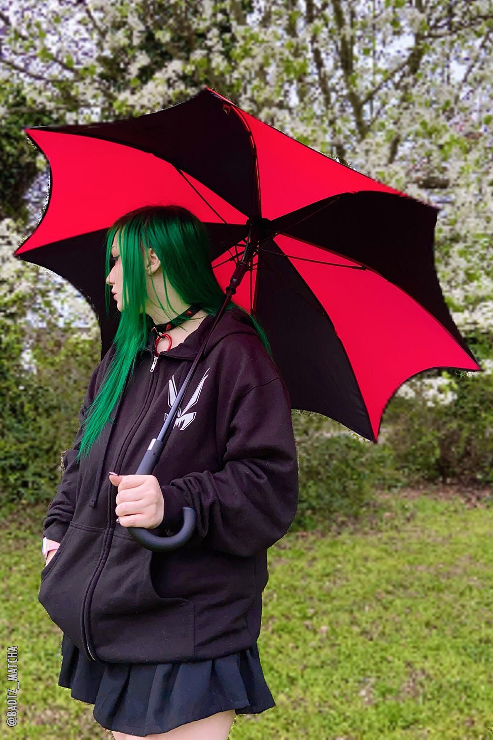 Funeral Procession Umbrella [BLACK/RED] Goth Emo Punk