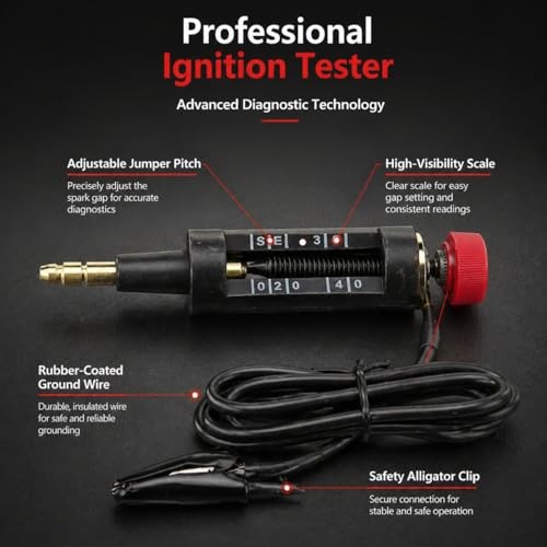 Spark Plug Tester, Adjustable Engine Ignition Detector, Portable Automotive