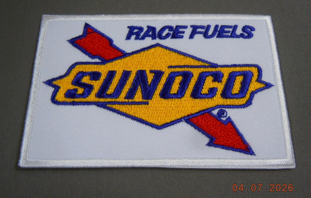 SUNOCO RACE FUELS Embroidered Iron On Uniform-Jacket Patch 4" x 2.5" WB