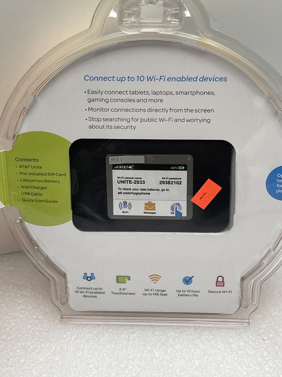 NEW SEALED GO PHONE 4G LTE MOBILE HOTSPOT SECURE WI-FI AT&T NETWORK