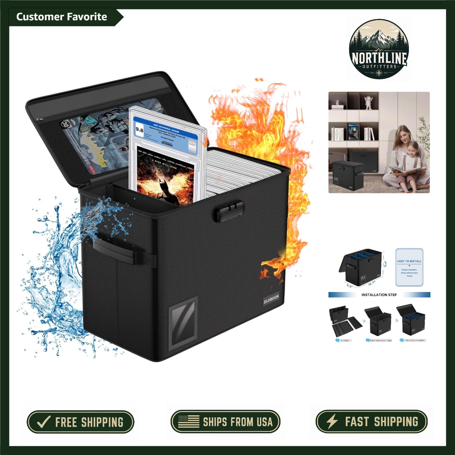 Graded Comic Book Case with Triple Dividers - Fireproof & Moistureproof