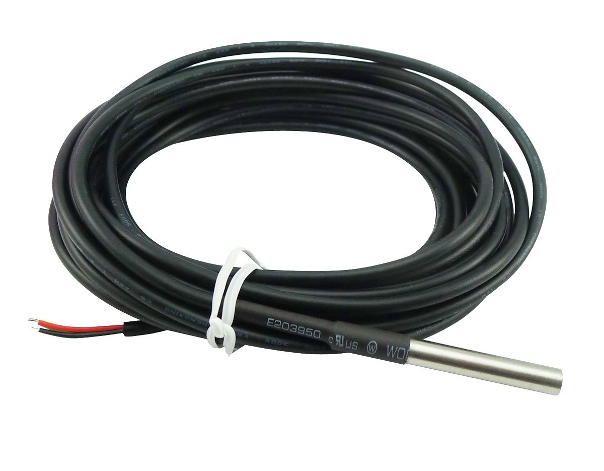 2 PCS DS18B20 Waterproof Stainless Temperature Sensor Probe 6x50mm 5M/16.3Ft