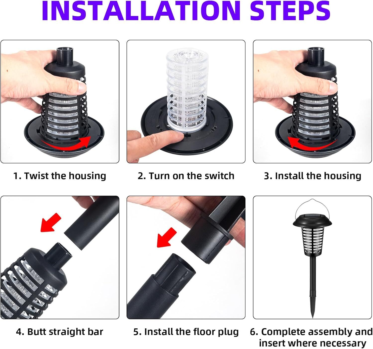 2 Pack Solar Bug Zapper - Solar Powered Mosquito Killer for Yard Garden