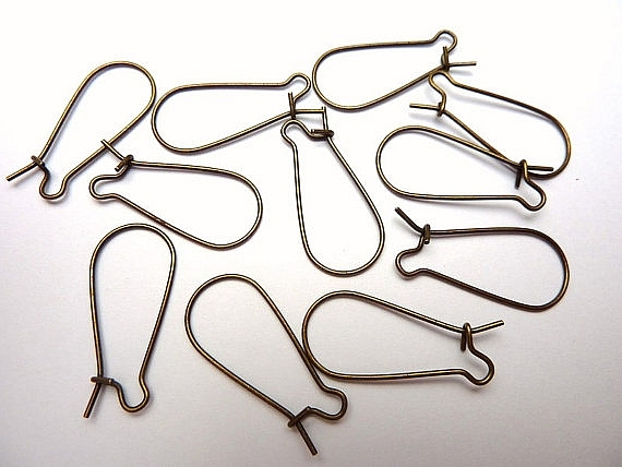Earrings Hooks Antique Bronze Kidney 33mm-50pcs.