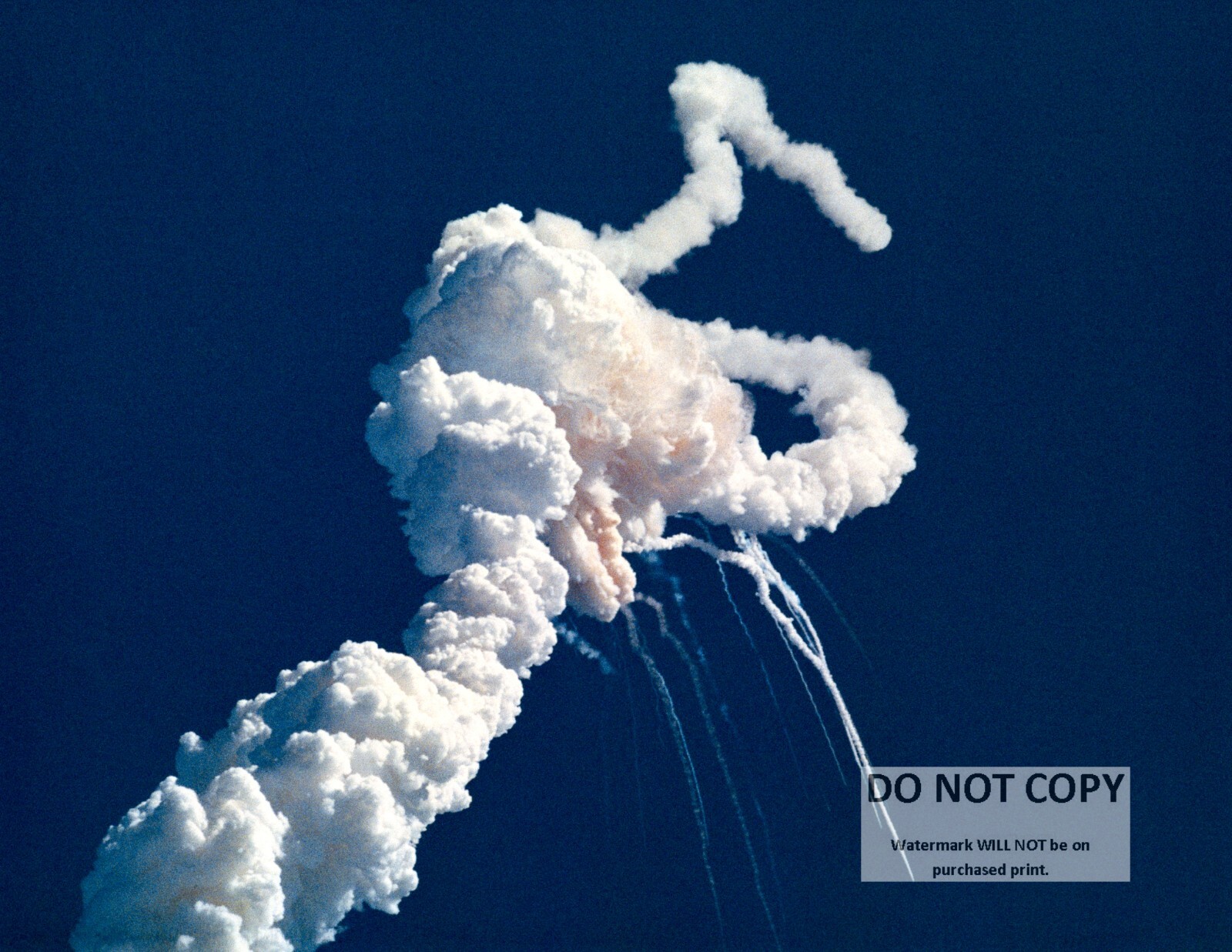 AFTERMATH OF SPACE SHUTTLE CHALLENGER EXPLOSION 1986 - 8X10 NASA PHOTO (BT-391)