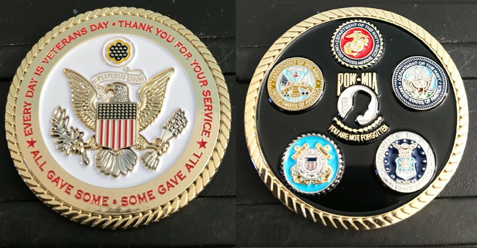 VETERAN COIN: ALL GAVE SOME. SOME GAVE ALL. 1.75" DUAL GOLD/SILVER COIN