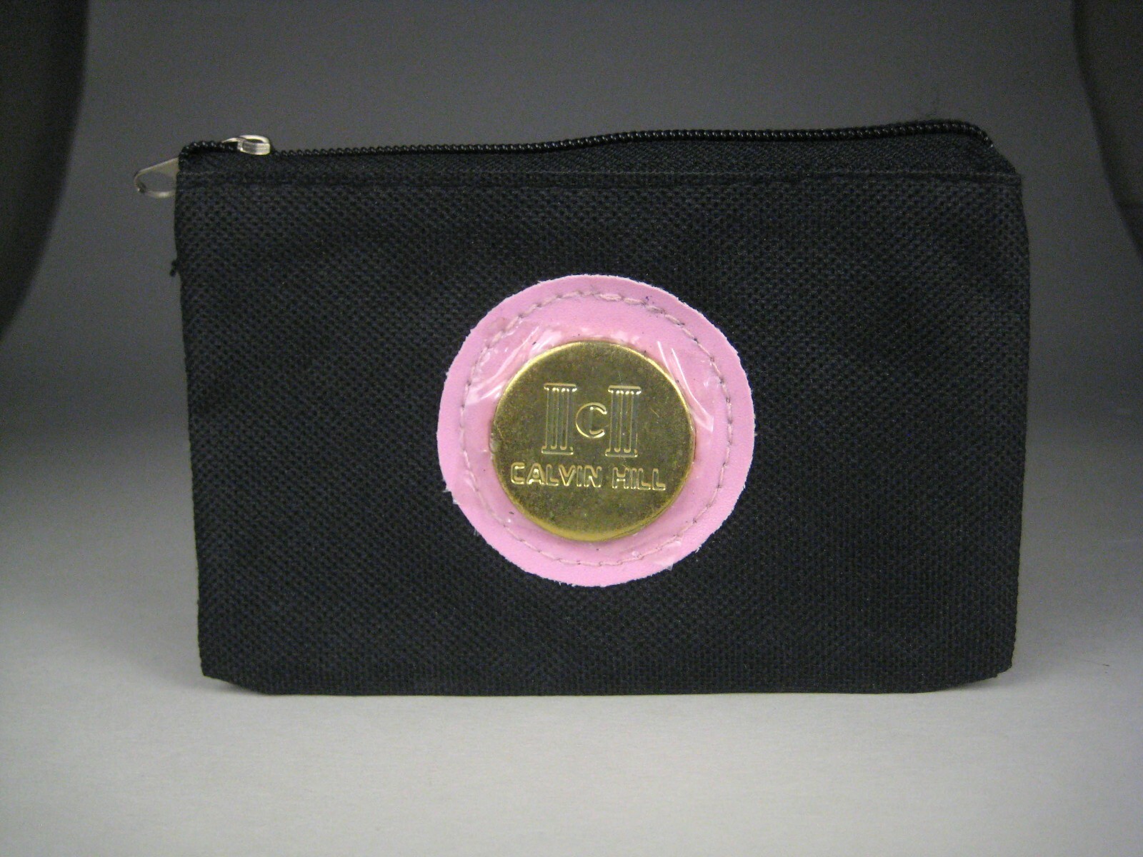Calvin Hill Coin Purse Pouch Black Pink Logo Zipper 4.75 inches Bag Small