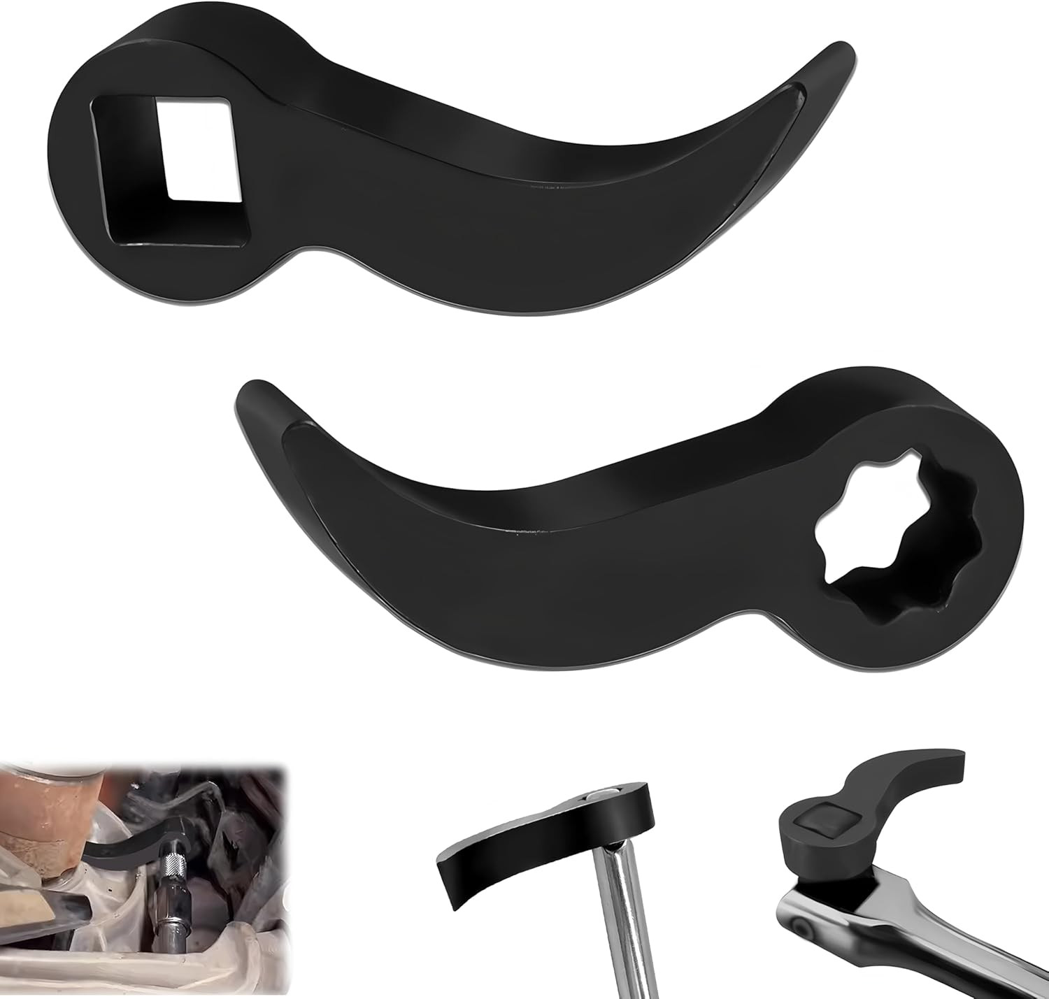 2PCS Pry Bar Wrench Adaptor Head,Prybar Wrench Adapter&Ratchet Indexing Pry Bar