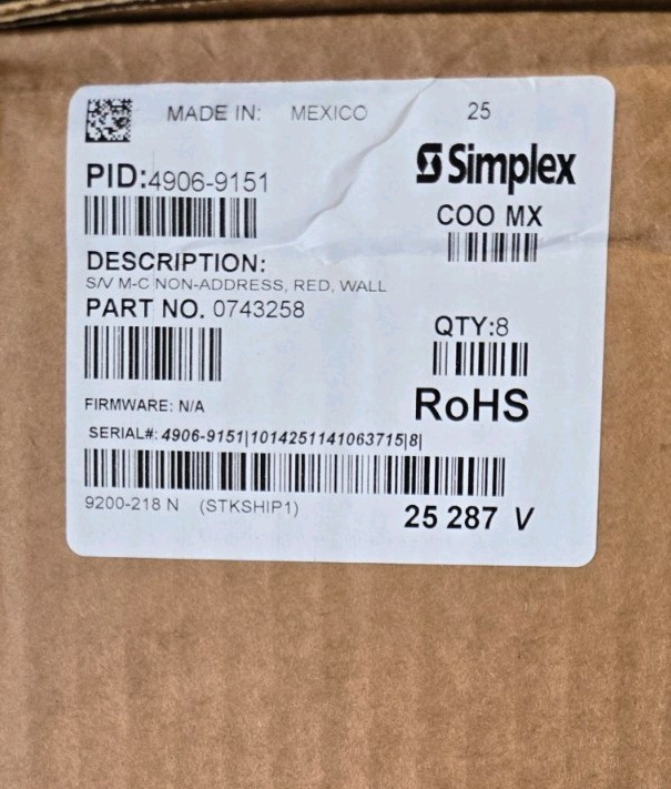 SIMPLEX 4906-9151 RED WALL SPEAKER STROBE NEW IN BOX
