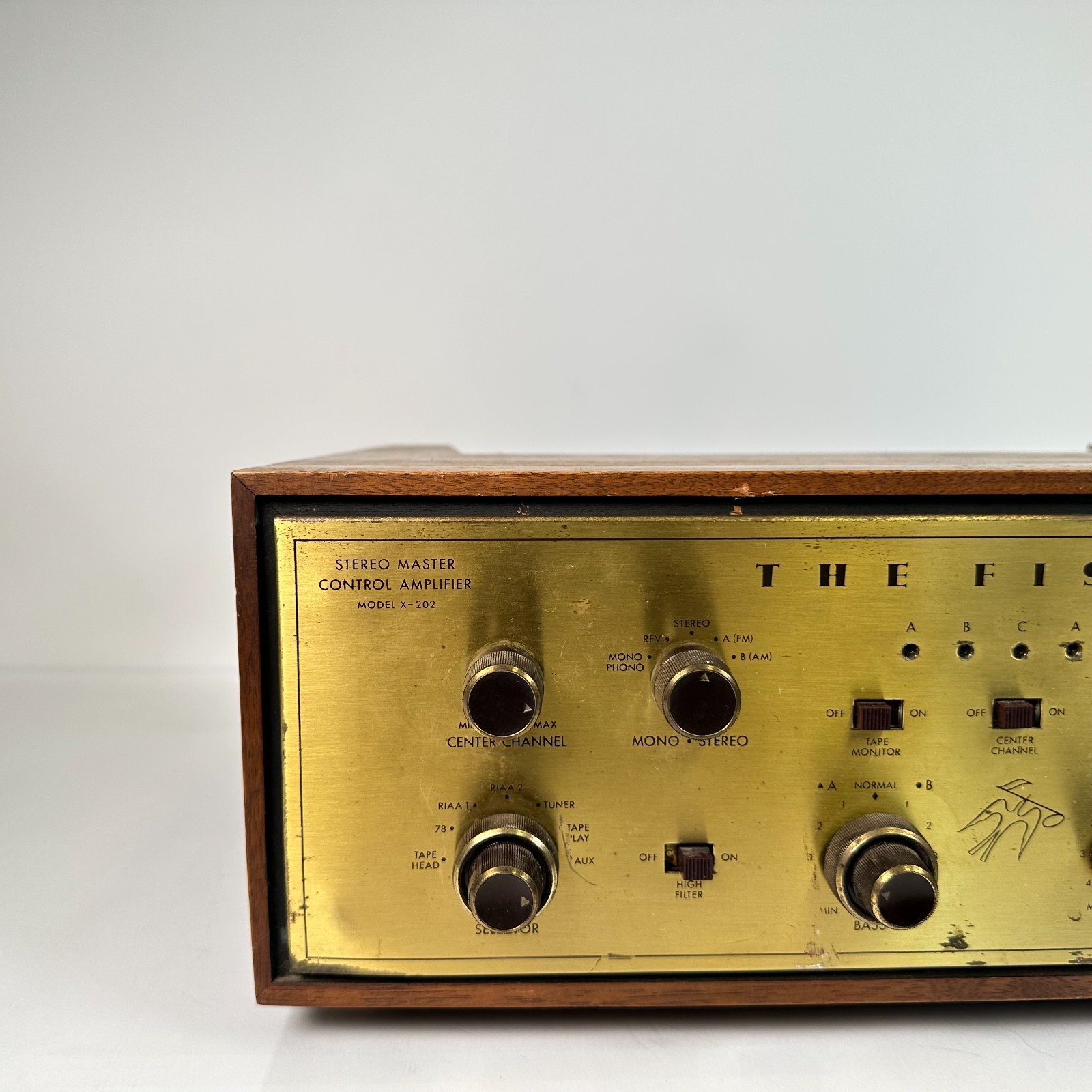 Vintage Original The Fisher Stereo Master Control Amplifier X-202 Wood Cabinet