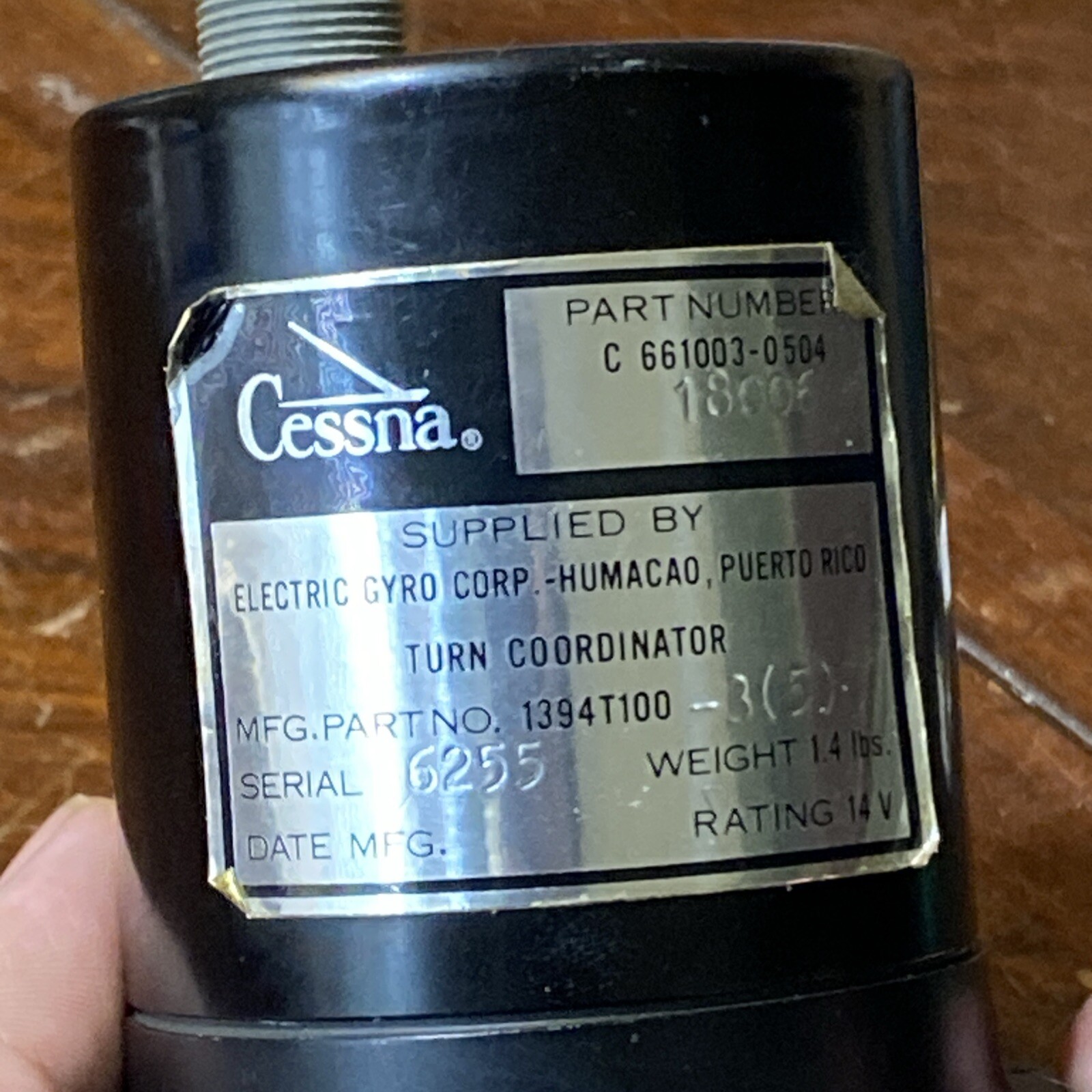 Electric Gyro Corp Turn Coordinator 1394T100-3(5) - Parts Only