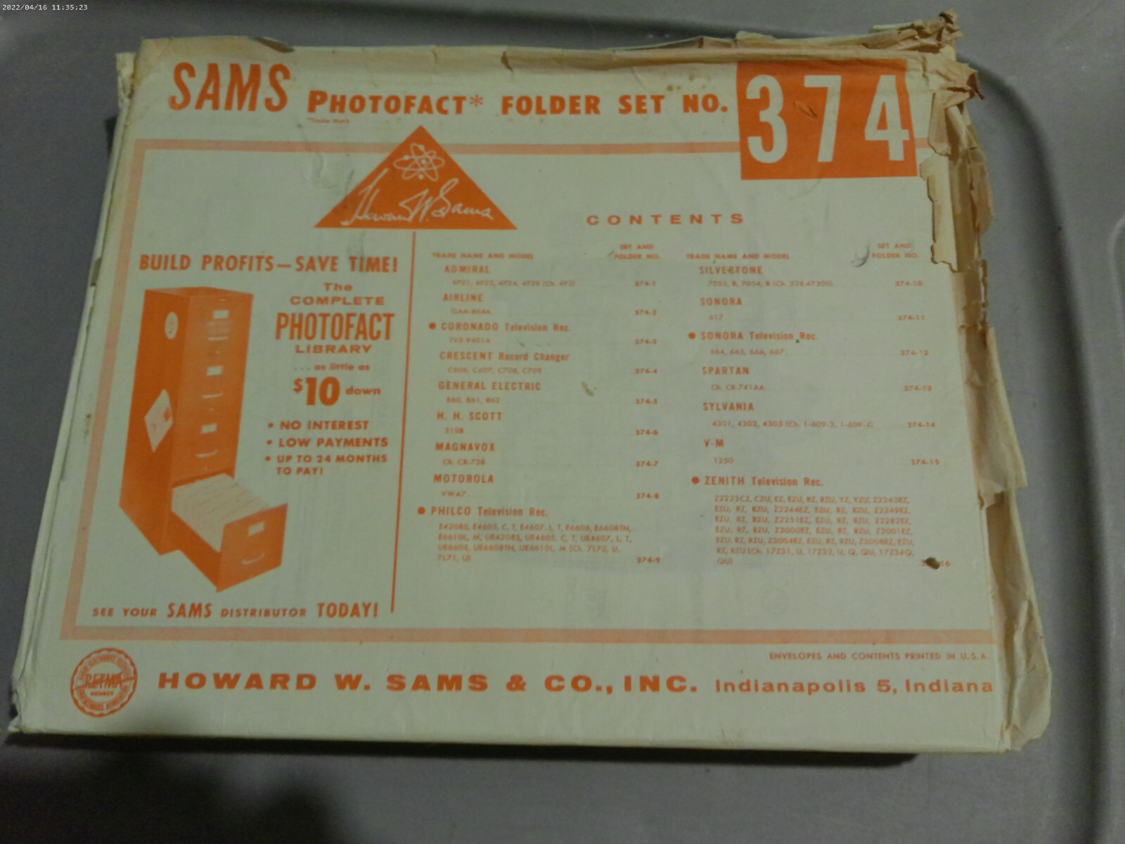 SAMS PHOTOFACT FOLDER SET NO.374