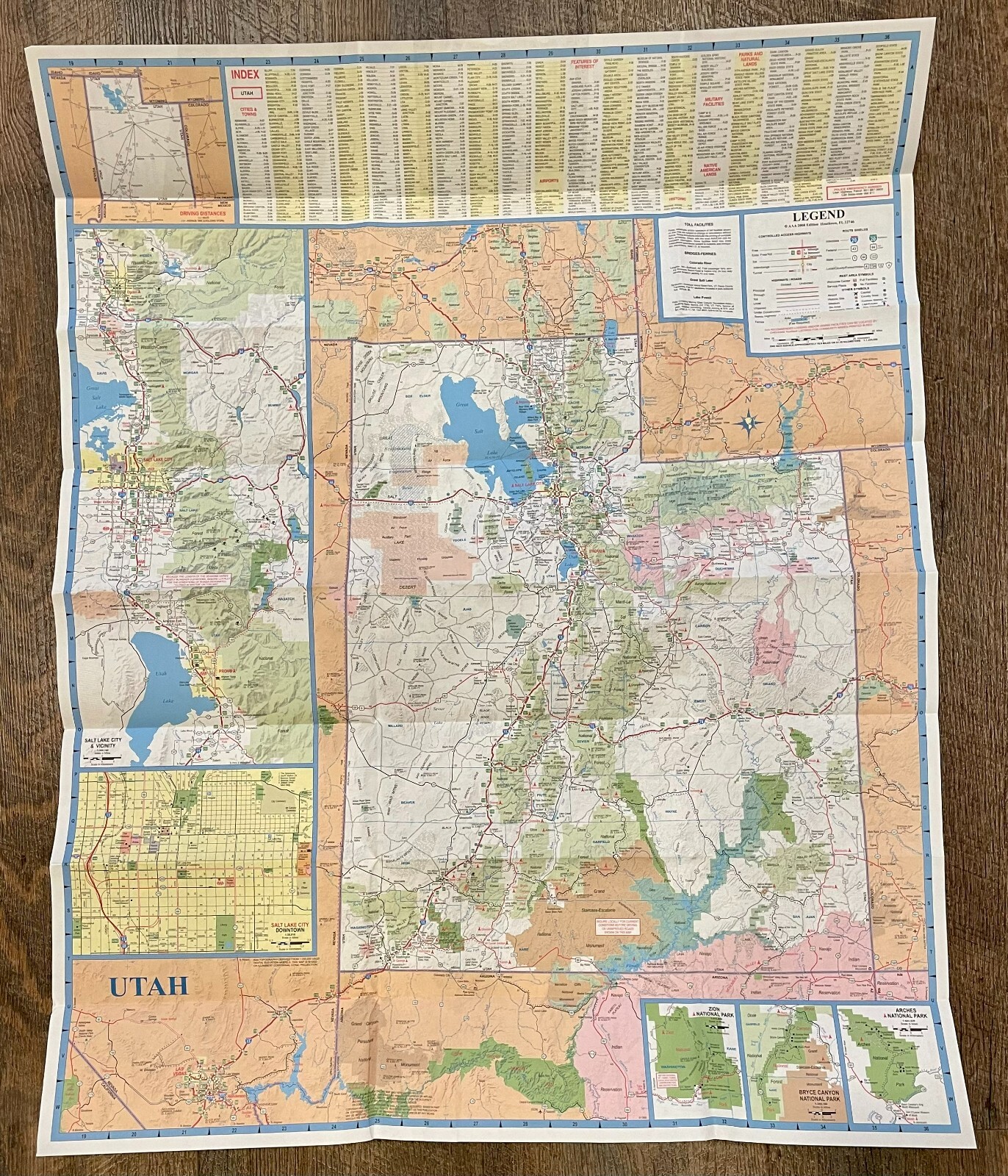 New 2007 2008 2009 Nevada Utah Map AAA