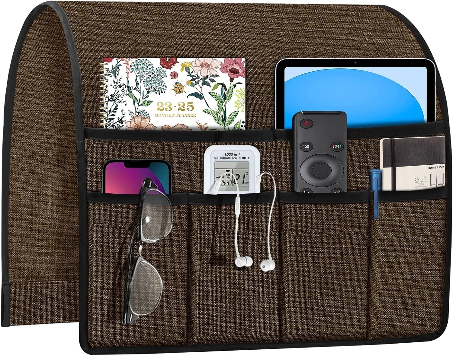 Armchair Caddy For Couch Remote Control Holder Recliner Non Slip Chocolate