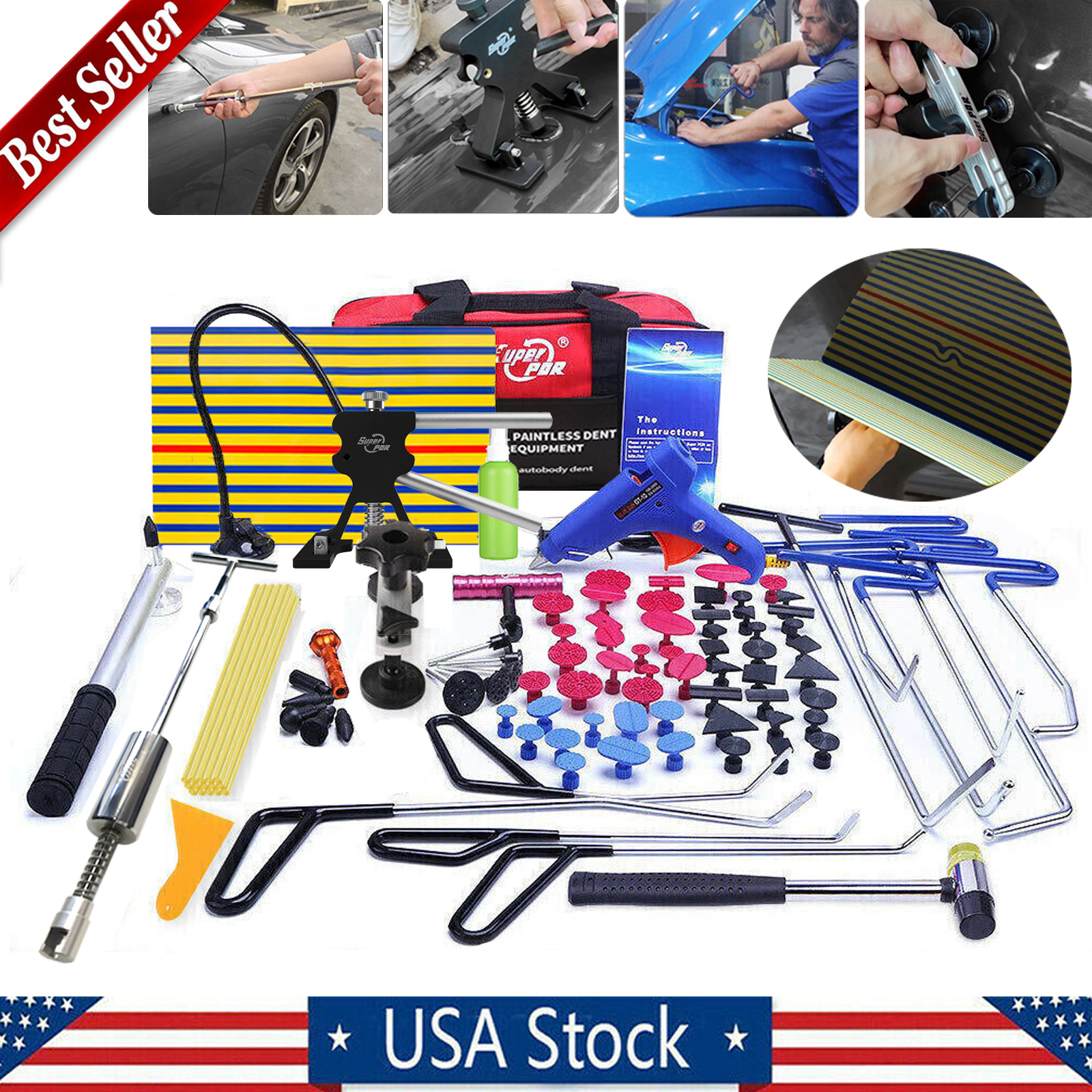 Car Paintless Dent Repair Kits Dint Hail Damage Puller Remover Auto Lifter Tools