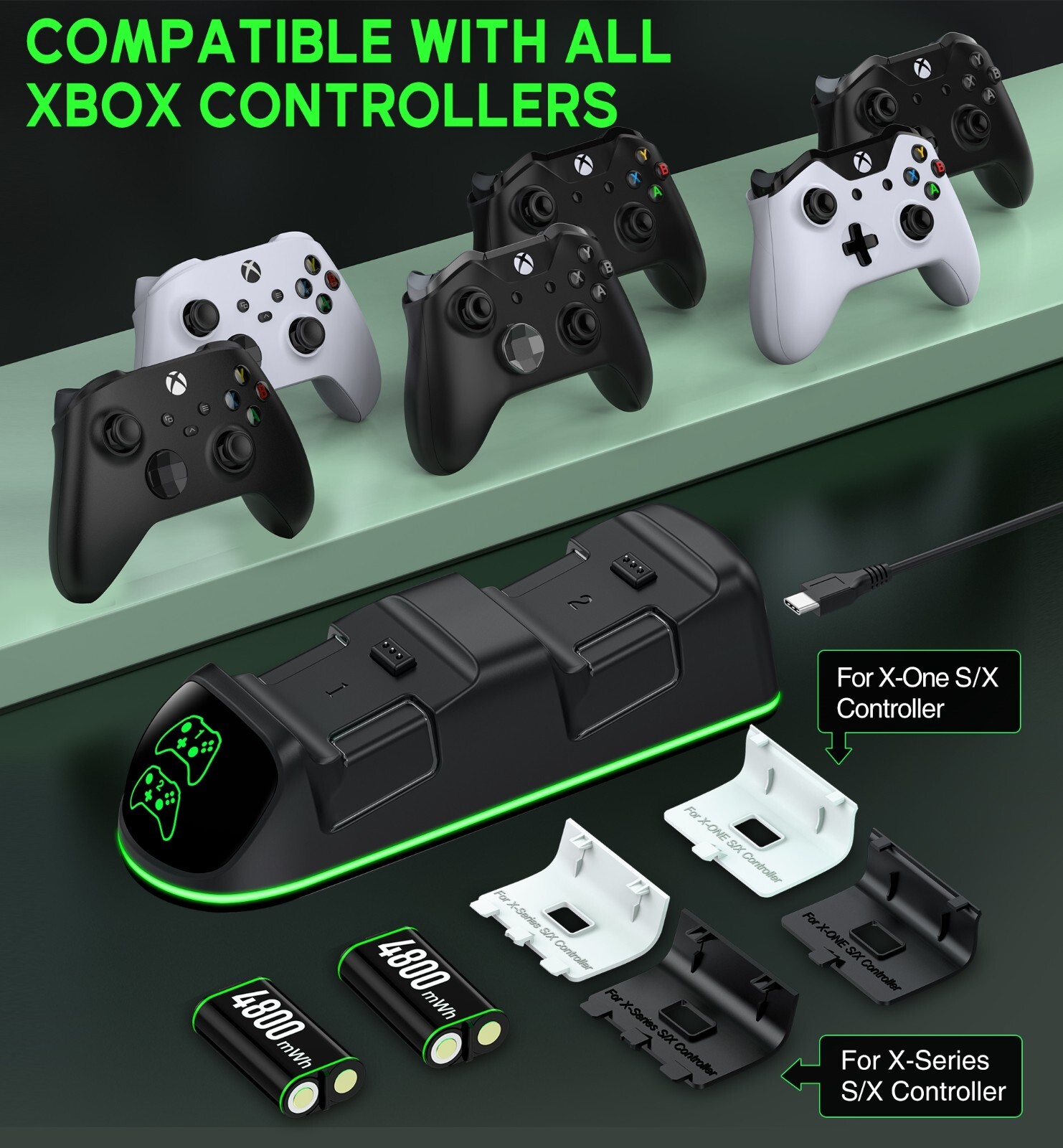 Rechargeable Battery For Xbox Series X / S Controller Fast Charging Dock Station