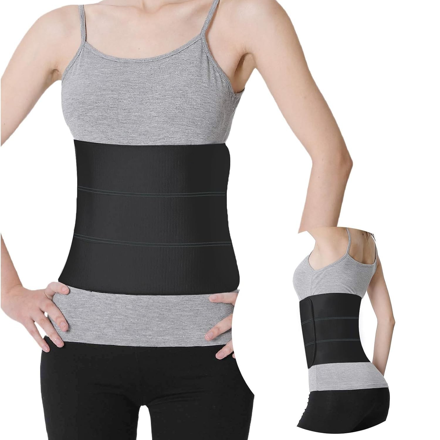 S Abdominal Binder Post Surgery - Elastic Waist Band for Stomach Support & Compr
