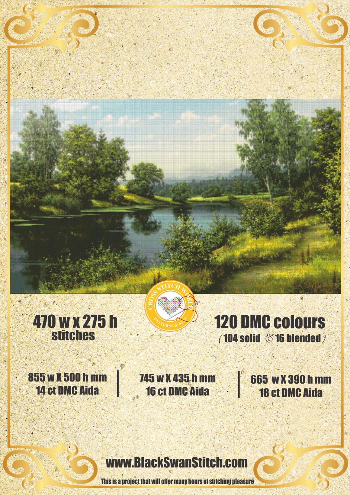 River in the Forest 157 Chart Counted Cross Stitch Pattern Needlework
