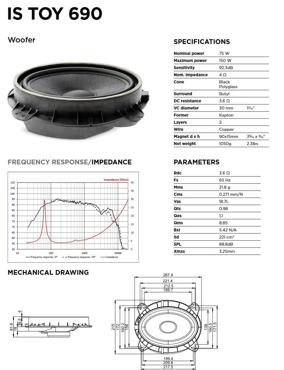 Focal IS TOY 690 Oval 6x9" Speakers Compatible with Toyota Tacoma Double Cab