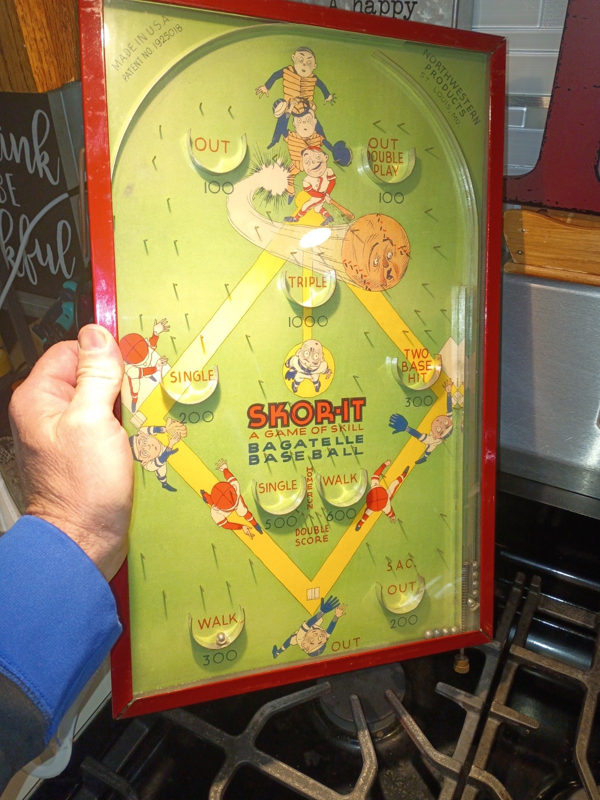 Vintage skor -it baseball pinball game orig. box grandpas hardware store stock