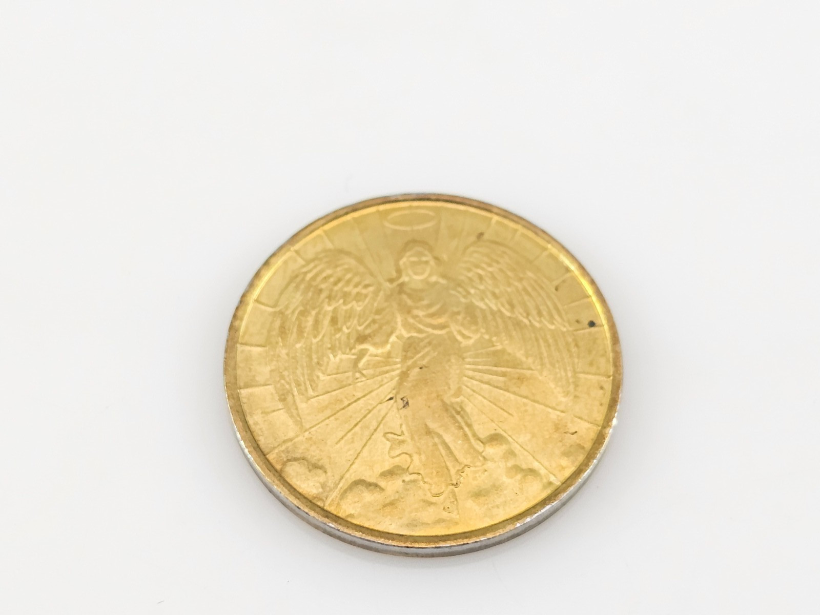Guardian Angel Pocket Medal Token Coin Gold Tone, 2-Sided, 1 Inch Diameter