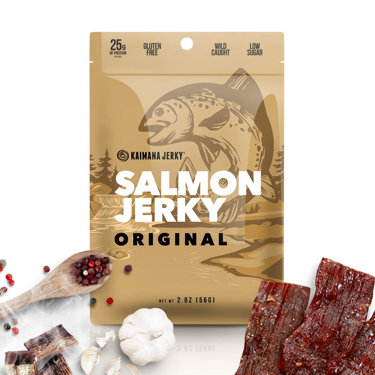 Wild Caught Salmon Jerky - Organic Gourmet Smoked Dried Fish Strips Rich in O...