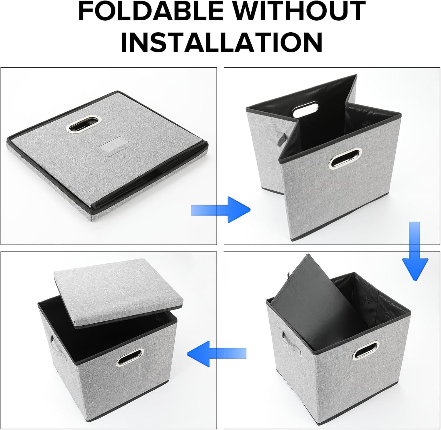 Vinyl Record Storage Box Hold 100+ 12" Albums Stackable LP Storage Bin with Lid