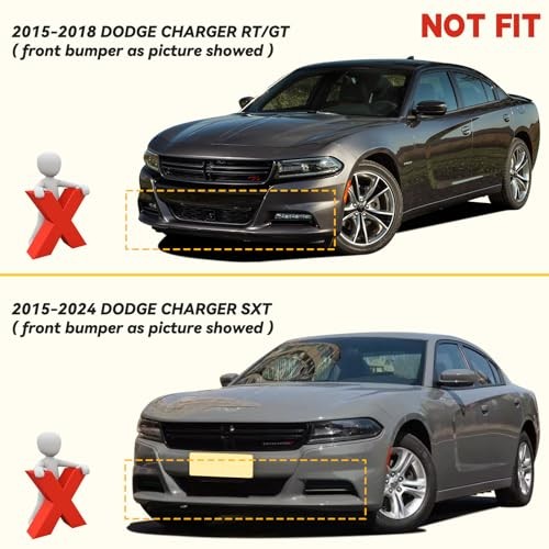 Front Splitter Protector for 2015-2023 Dodge Charger, Replacement Lip Black