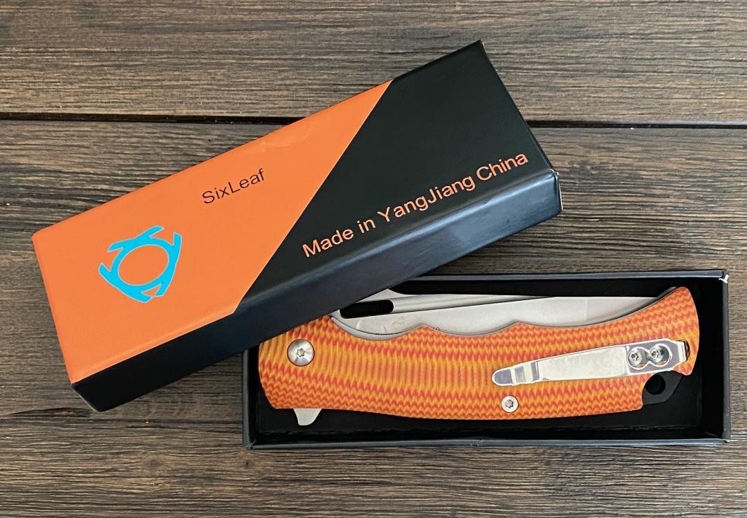 SixLeaf SL-01-Orange VG-10 Blade Aggressive G10 Handle Tool Knife EDC
