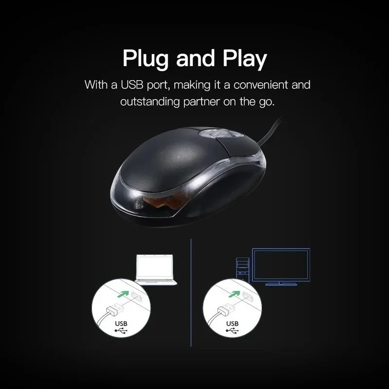 Mini USB Wired Optical Mouse 1000 DPI LED Gaming for PC Laptop Notebook Computer