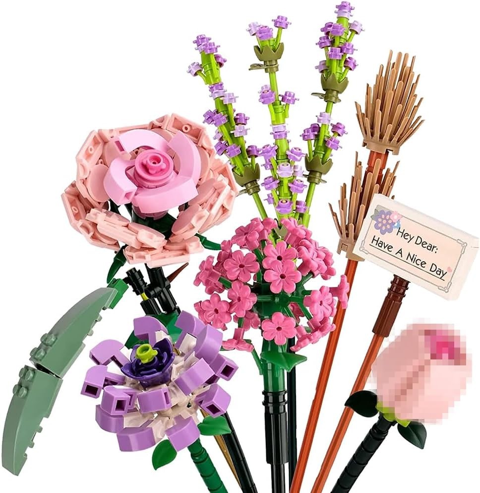 OSDUE Mini Bricks Flower Bouquet Building Sets, Artificial Flowers, DIY Uniqu...