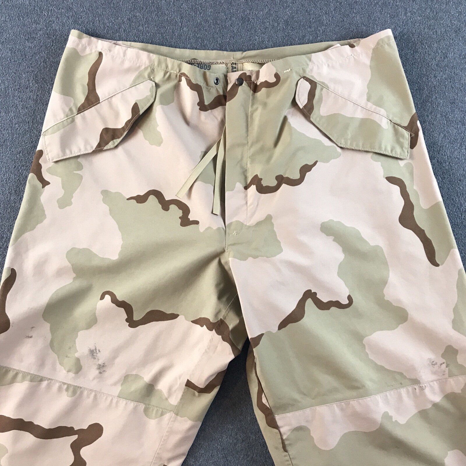 US Military Desert Camo ECW Trousers Mens XL Long STAINS Extended Cold #5415