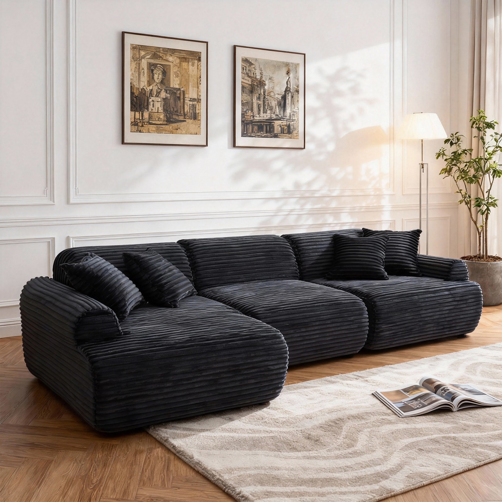 105'' Modular Sectional Sofa Couch ,Boneless couch, Compressed couch, Detachable