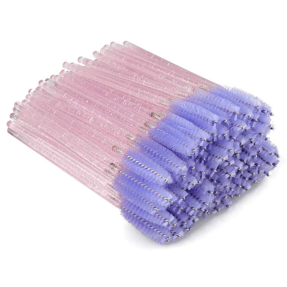 50PCS Eyelash Mascara Brushes, Disposable Lash Spoolies, Bendable Crystal Mas...