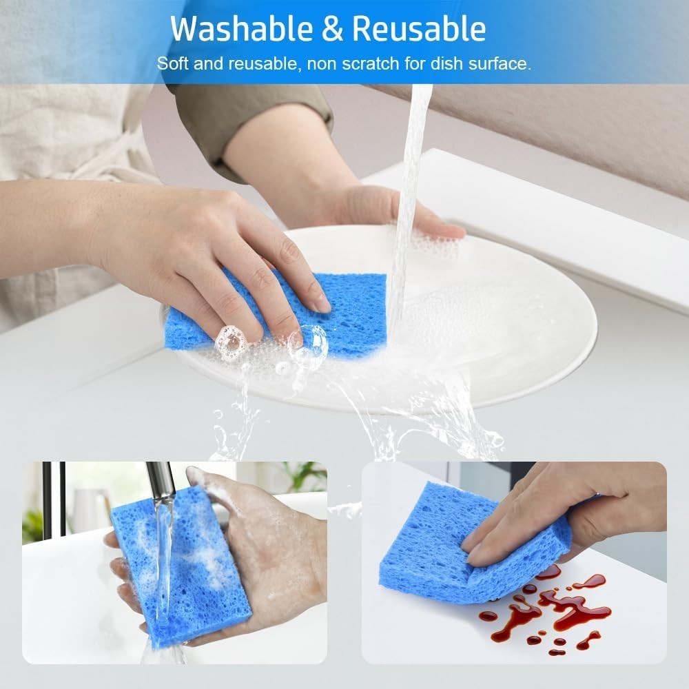 Eco-Friendly 4PCS Compressed Sponges - Non-Scratch, Quick Drying Kitchen Tool