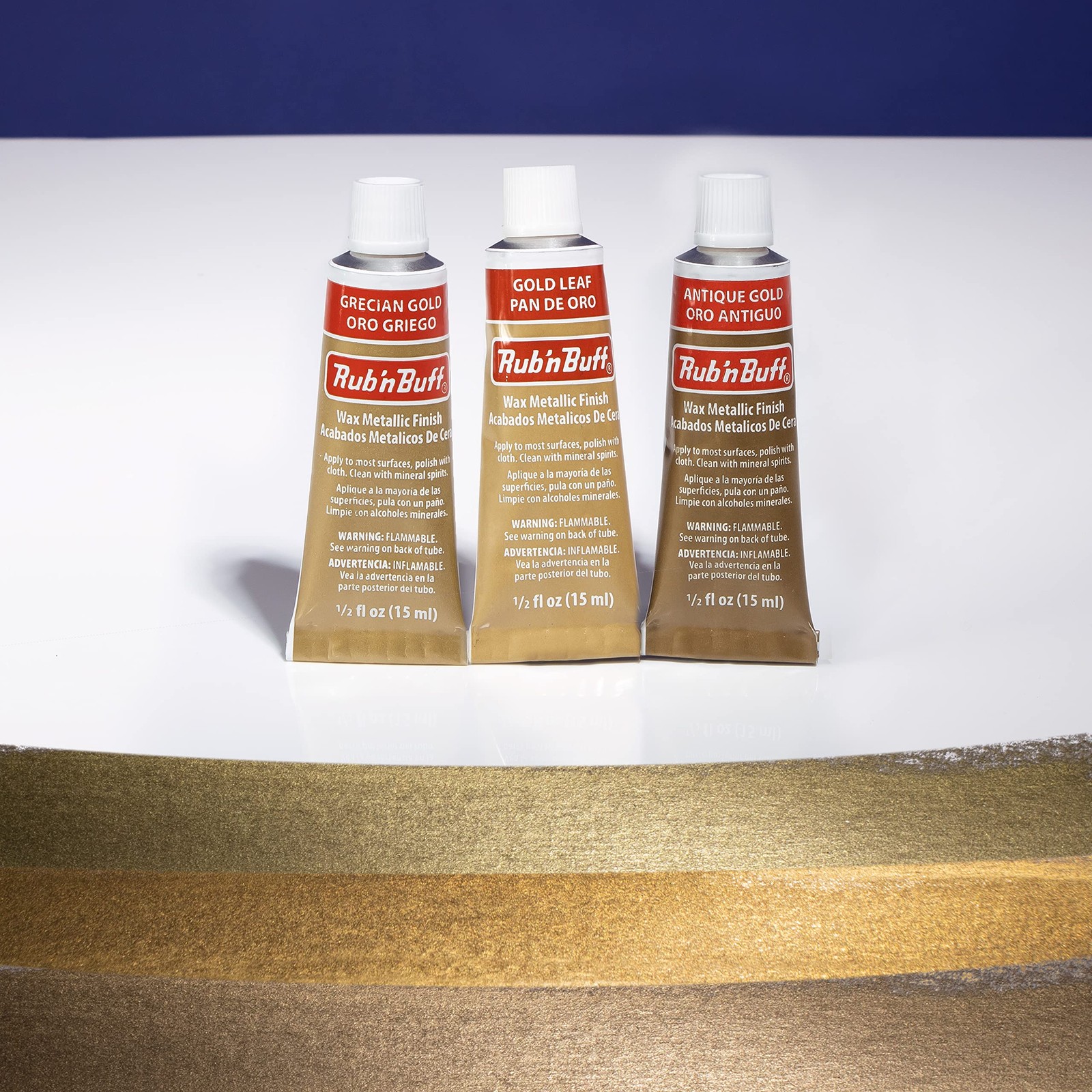 Rub n Buff Wax Metallic Finish 3 Color Kit - Antique Gold Grecian Gold and Go...