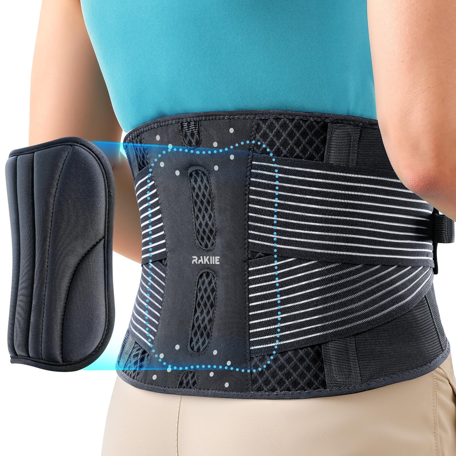 Rakiie Back Brace for Lower Back Pain Relief, Lightweight Back Support Brace ...