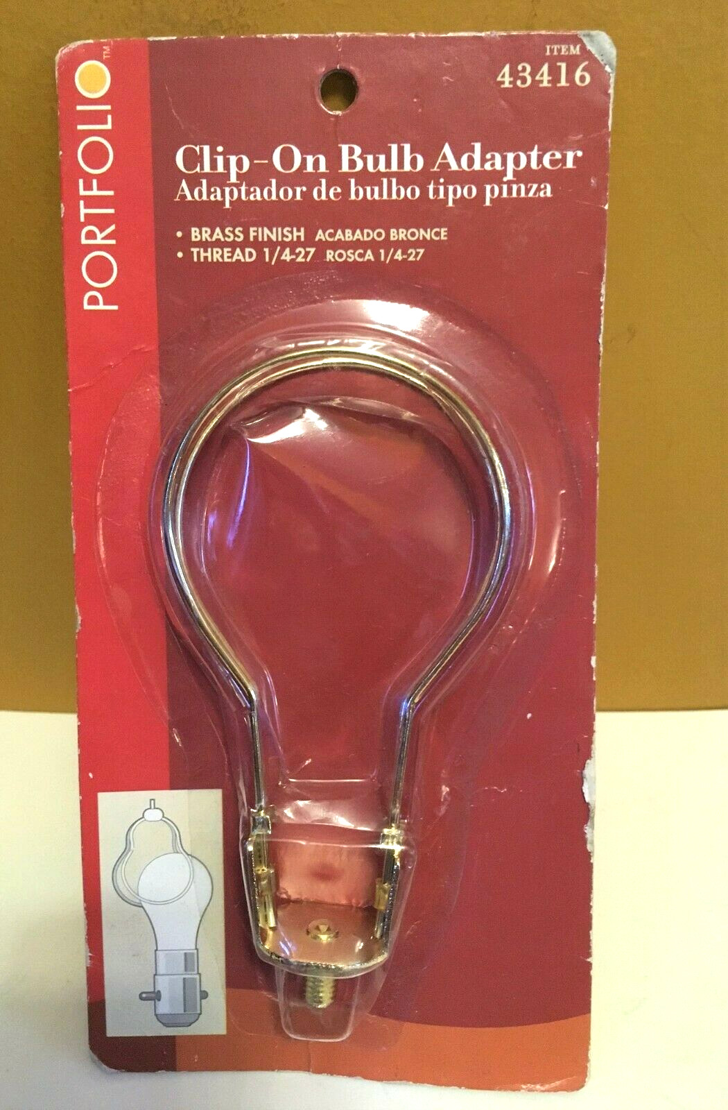 PORTFOLIO CLIP-ON BULB ADAPTERS FOR LAMP BRASS FINISH 43416  NEW Sealed