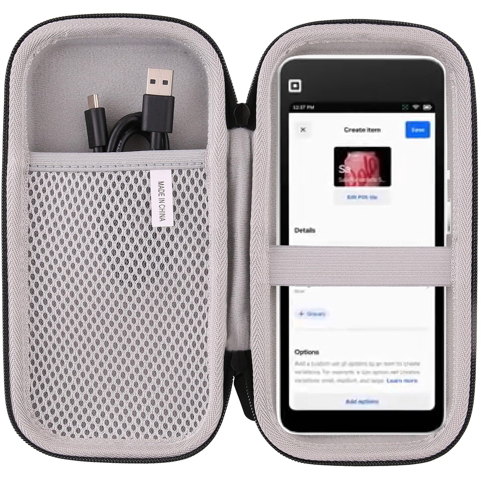 Hard Carrying Case For Square Handheld Portable POS Credit Card Machine Gray