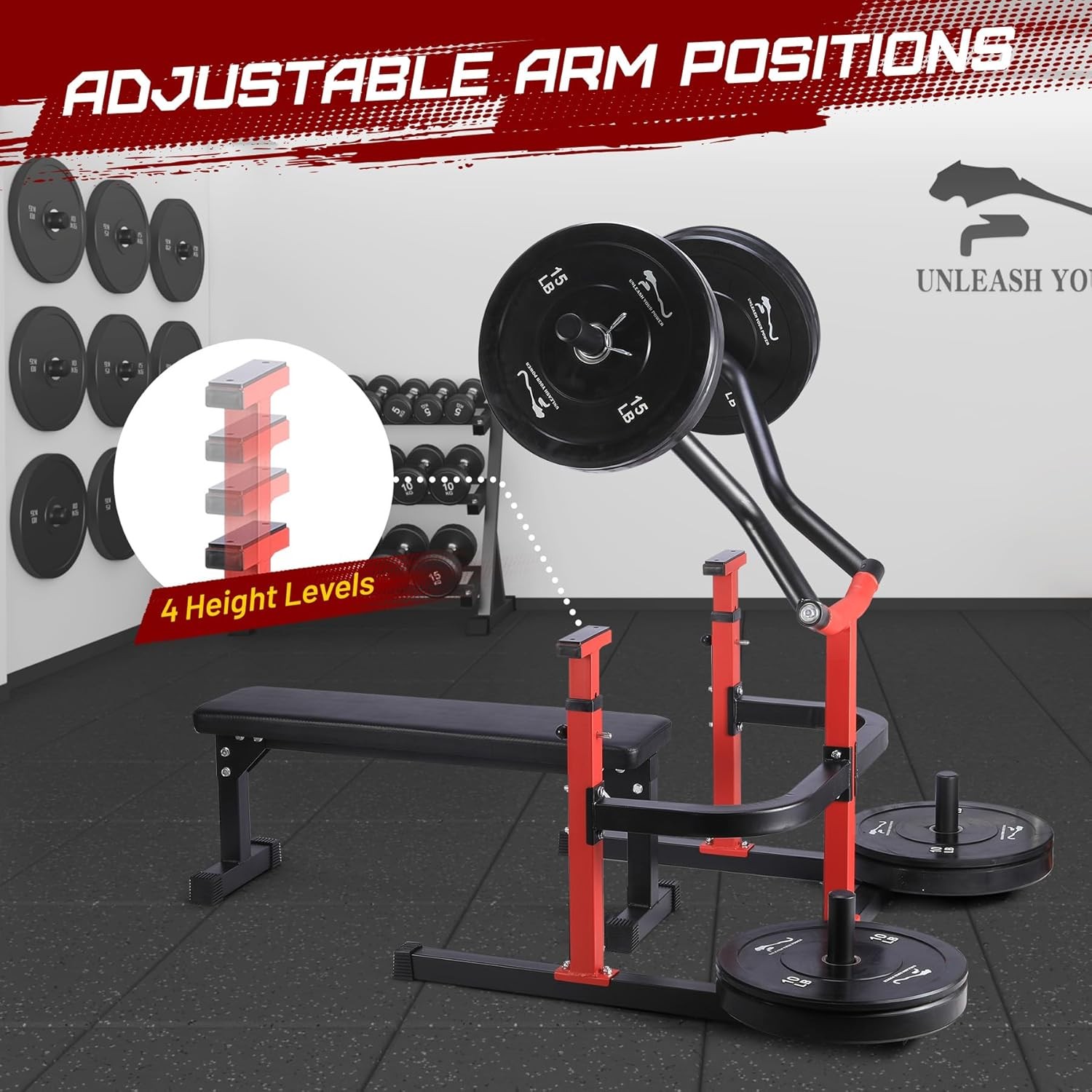 Chest Press Machine with Adjustable Flat Bench & Smooth Bearings,Workout Machine