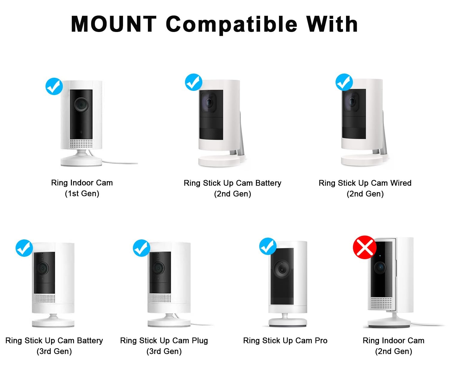 2Pack Adjustable Wall Mount Bracket Compatible with Ring Stick Up Cam & Ring ...