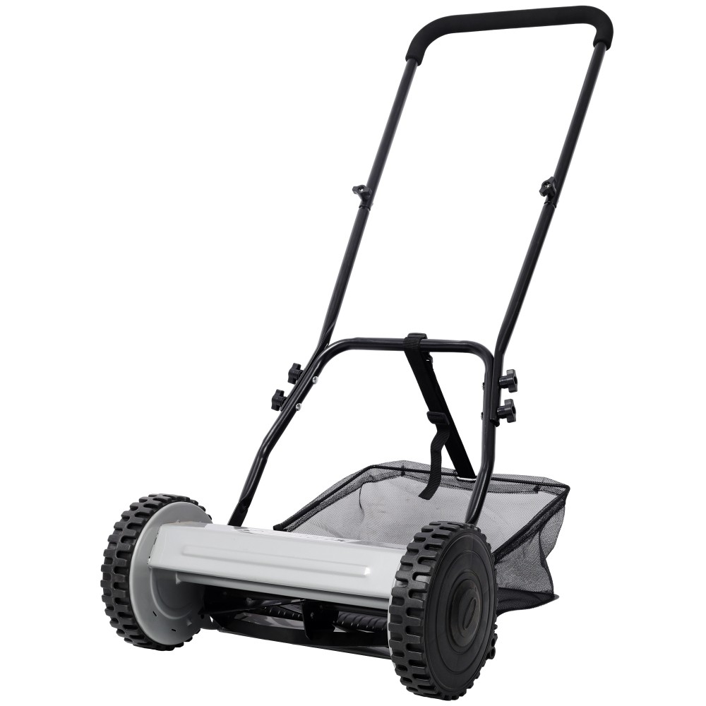 14" 5-Blade Push Reel Lawn Mower w/ Grass Catcher, Adjustable Height, Low Noise